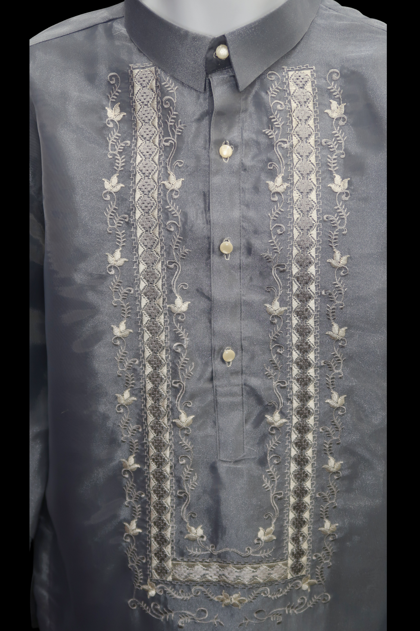 Gray w/ Beige Organza Barong