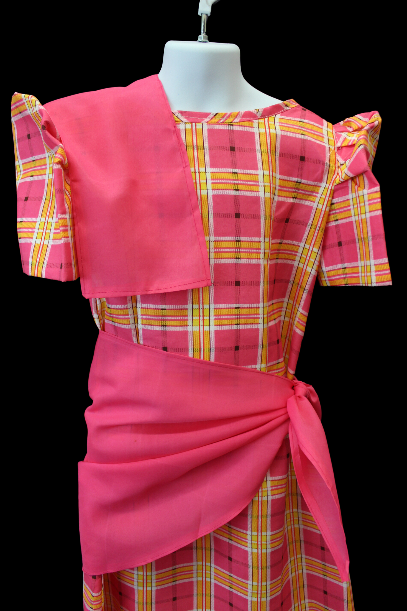 Girl s Balintawak Plaid Dress Pink