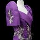 Metallic Gazar Overlap Gown - Royal Purple
