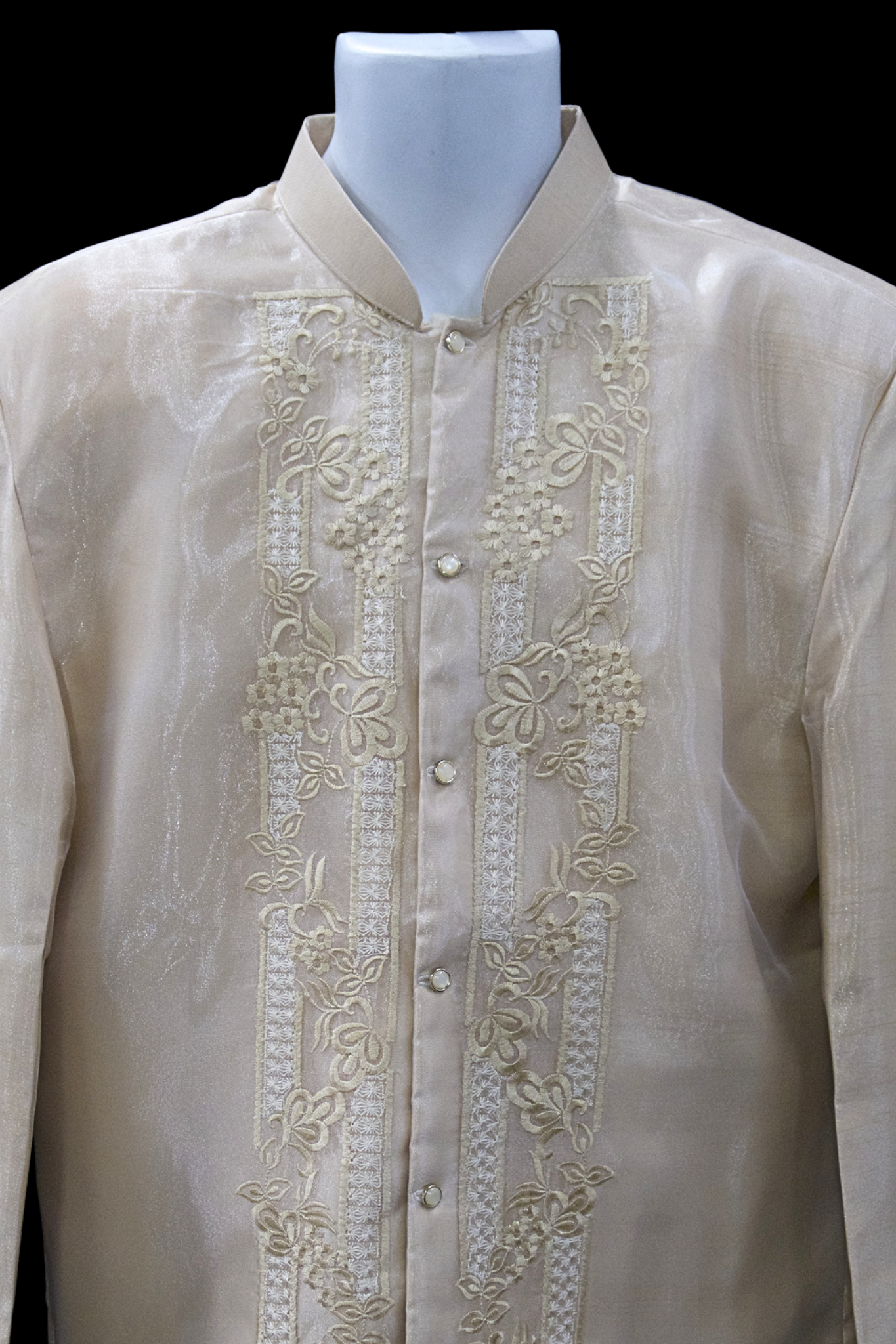 Mocha Organza Coat Barong - Manila Bloom