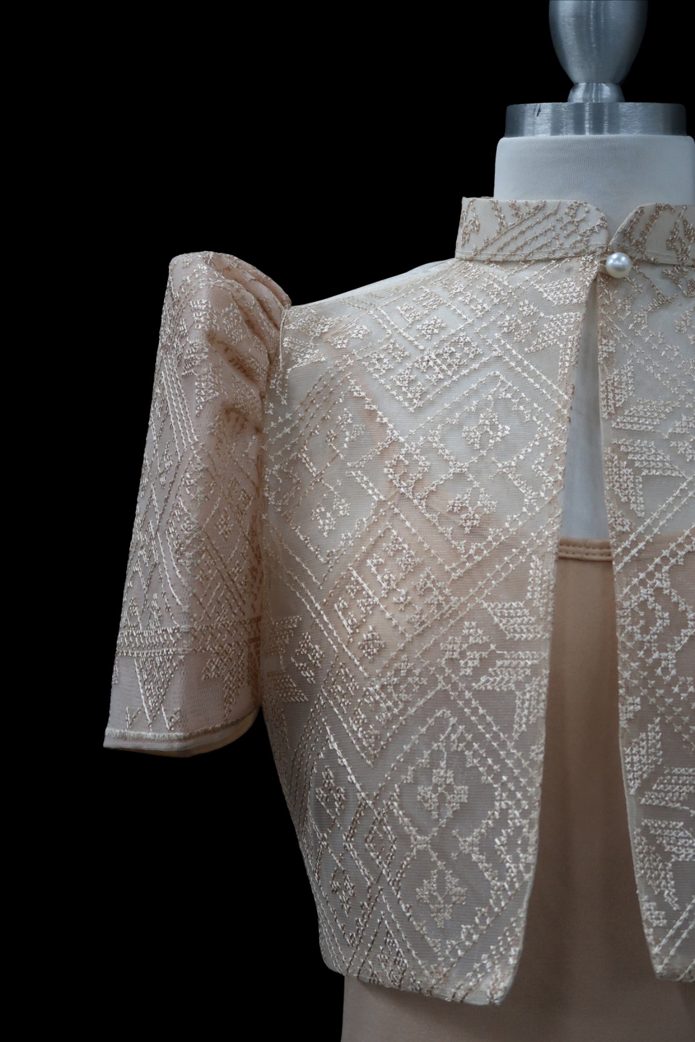 Full Lace Emb Star Bolero - Beige