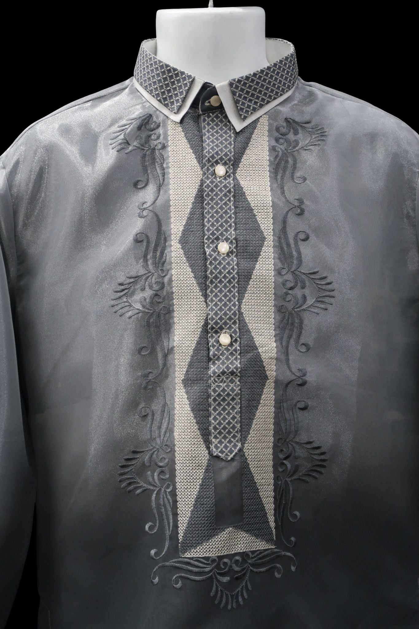 Rafael Barong - Dark Gray Mono Organza