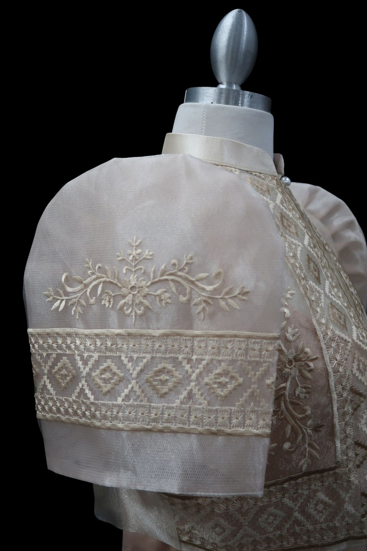 Amara Single Button Tulle Bolero - Light Mocha