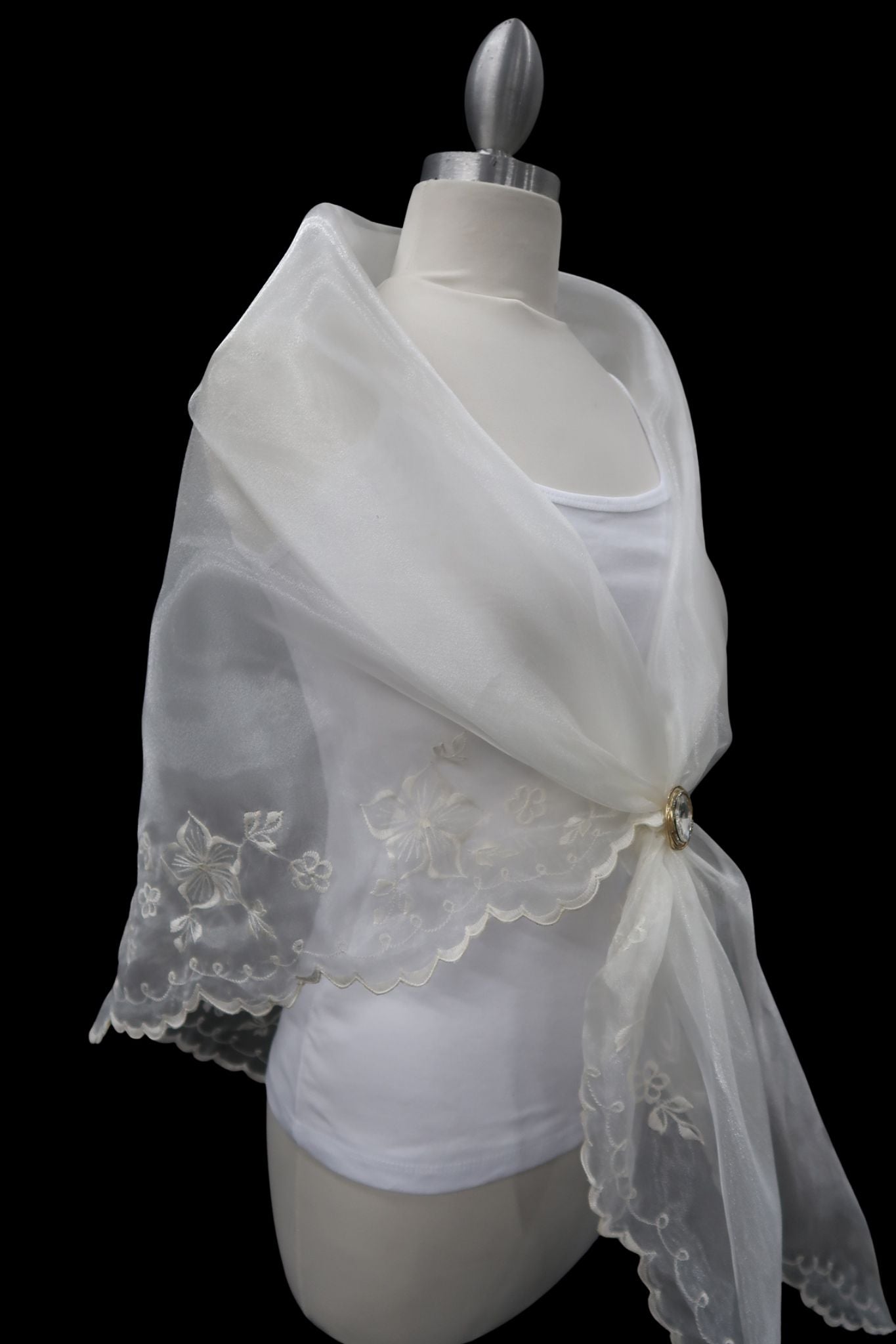 Ivory & Ivory Embroidered Alampay - Regal Drape (80")