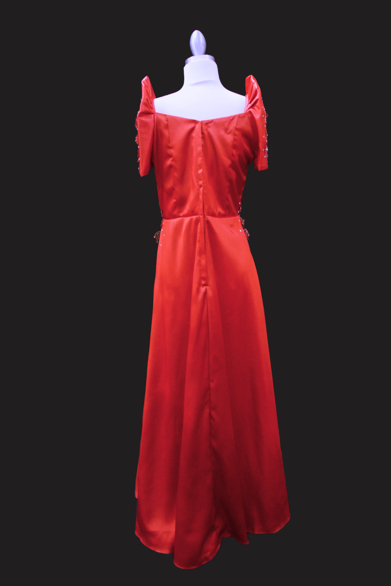 Diamond Satin Filipiniana Gown - Ruby Red