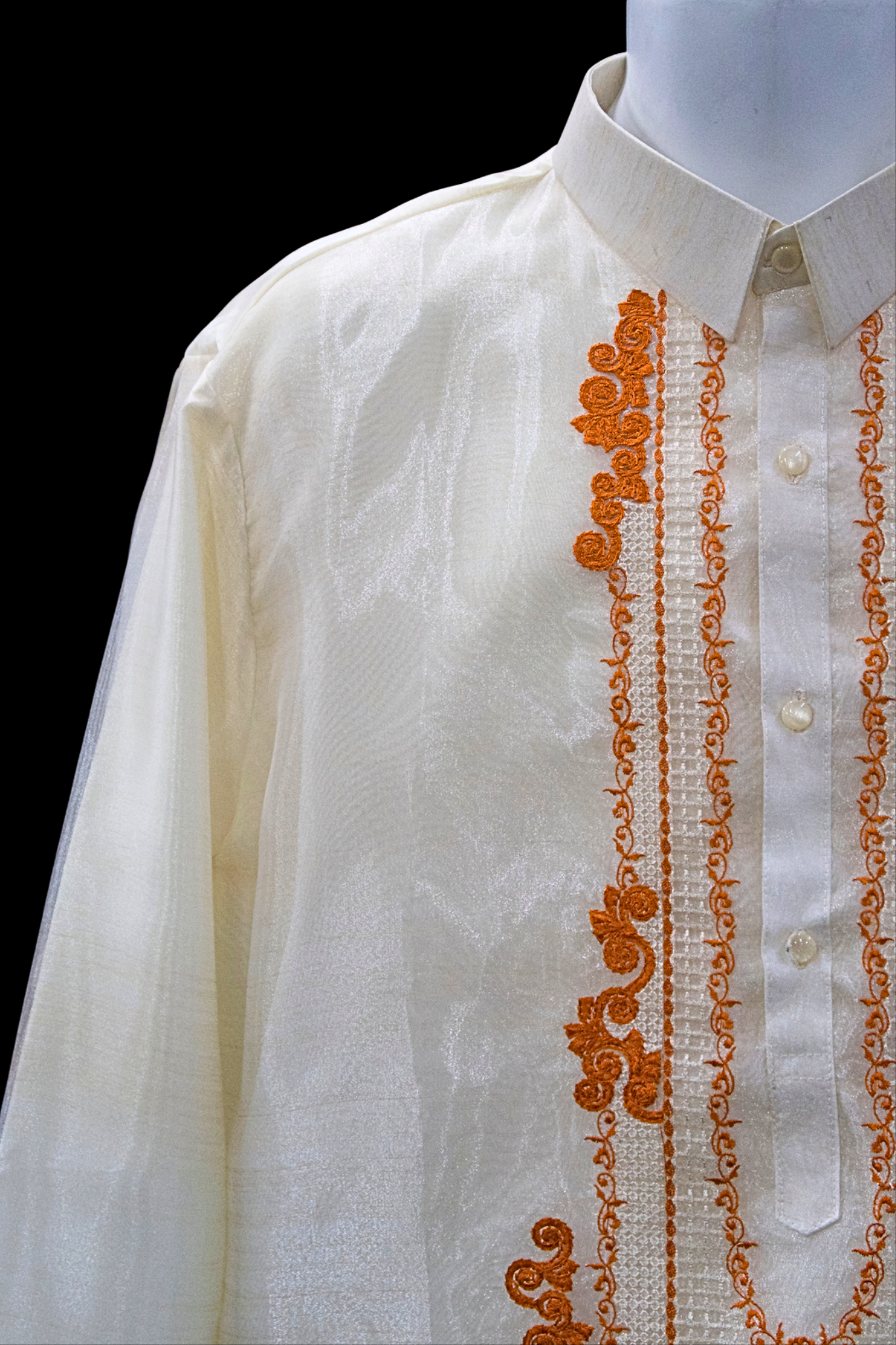 Organza Barong - Beige & Terracotta