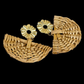 Pamaypay Rattan Earrings - Tan & Gold