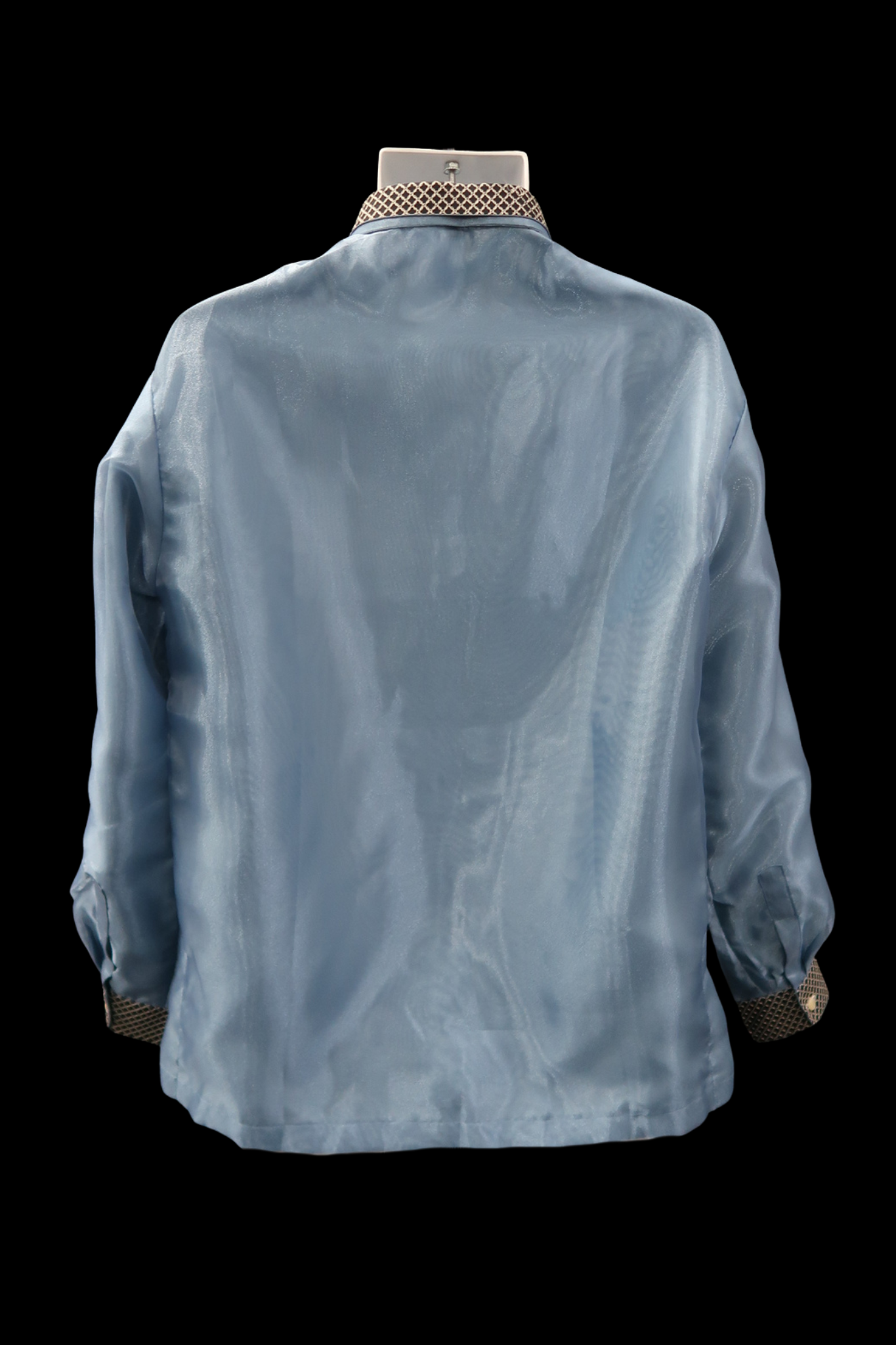 Bead Barong - Dusty Blue & Black Organza
