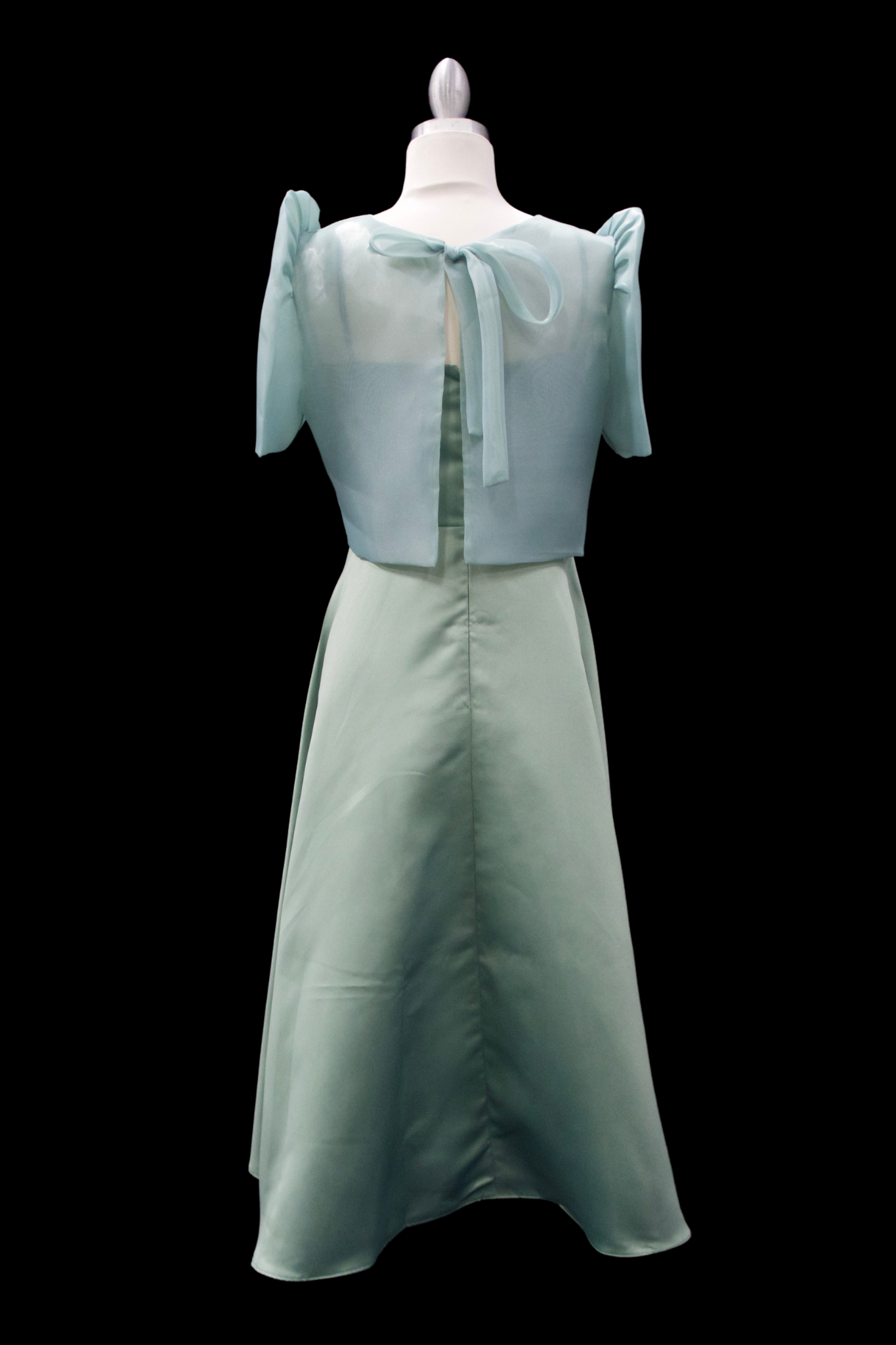 "Sarah" Bow Blouse & Midi Dress Set - Sage Green