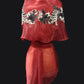 Lace Applique Panuelo - Burgundy & Black