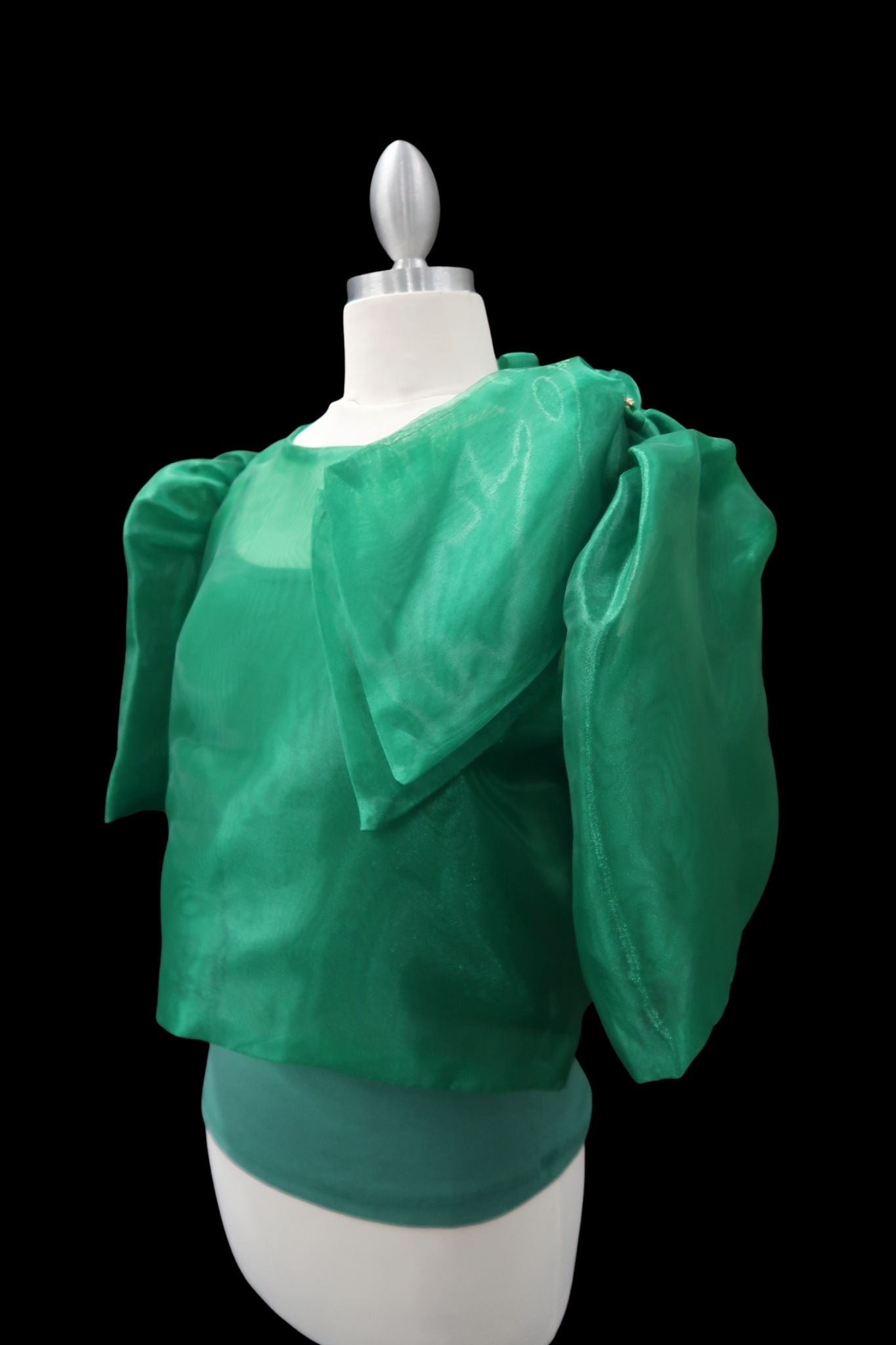 Mara Blouse w/ Bow - Emerald Green