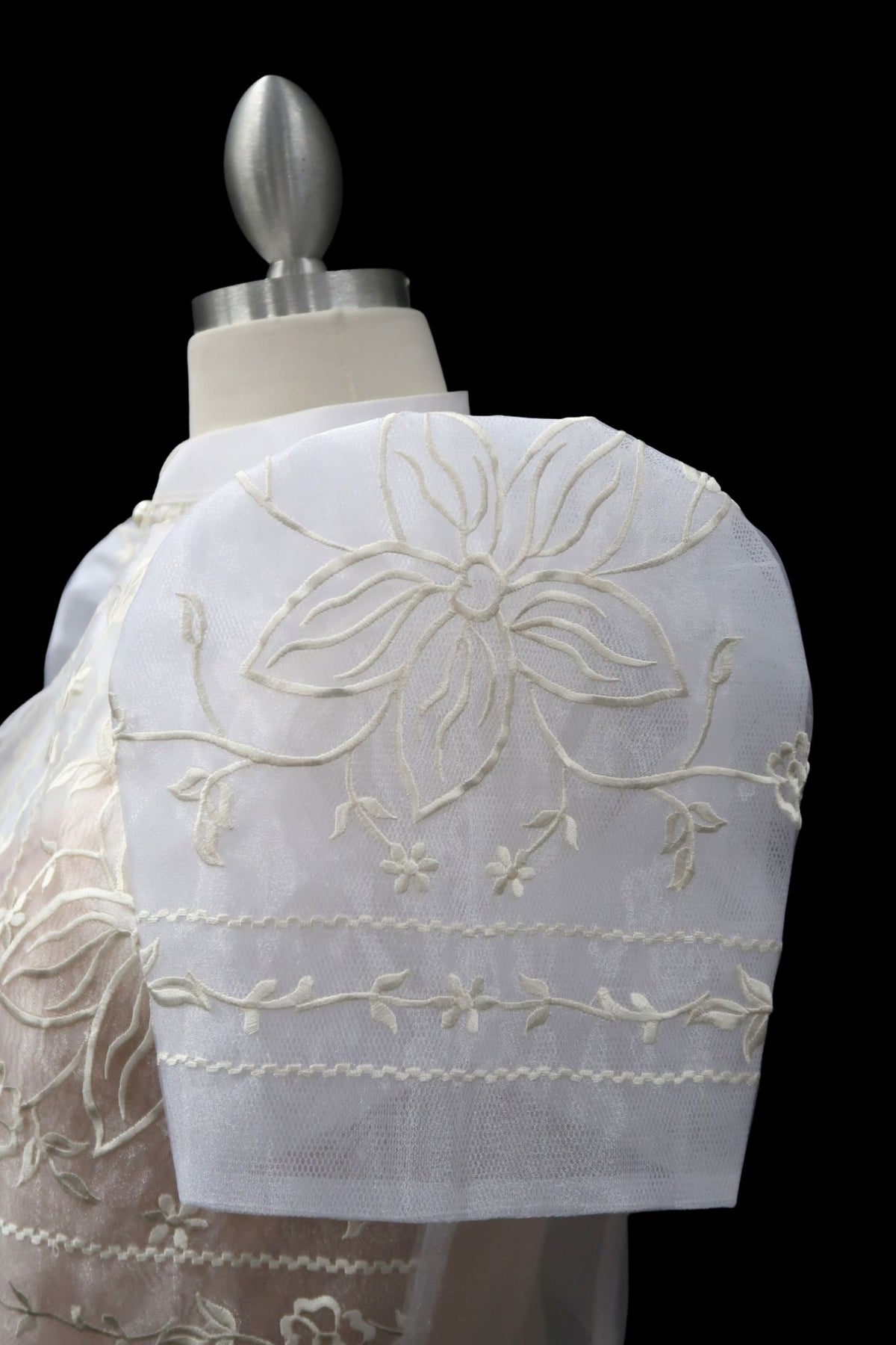 Gumamela Single Button Bolero - Ivory/Ivory