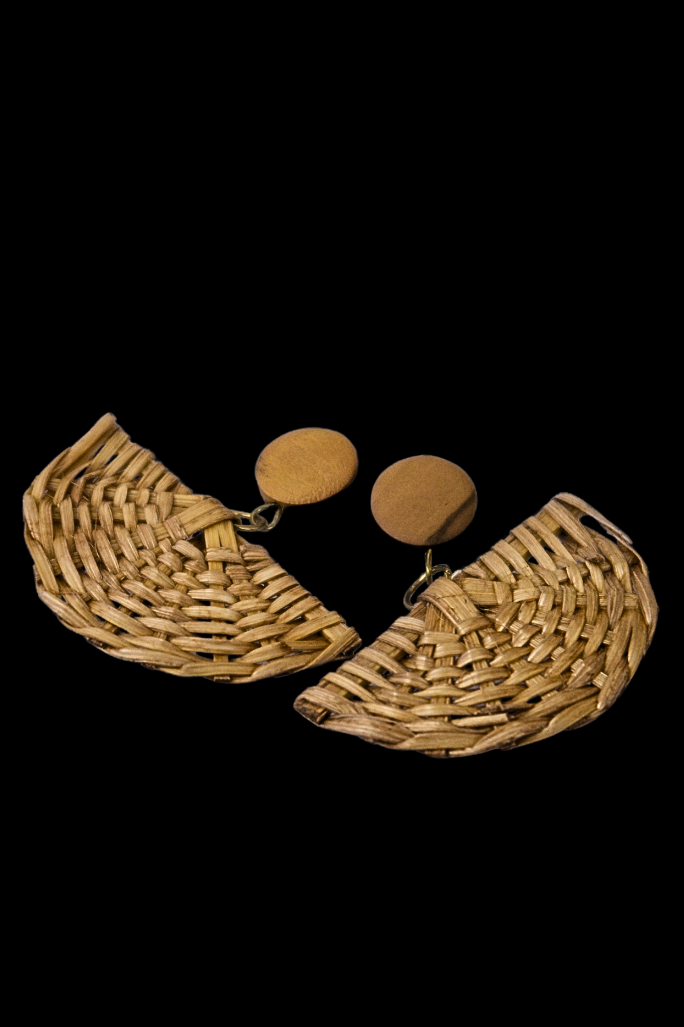 Pamaypay Rattan Earrings - Solid Tan