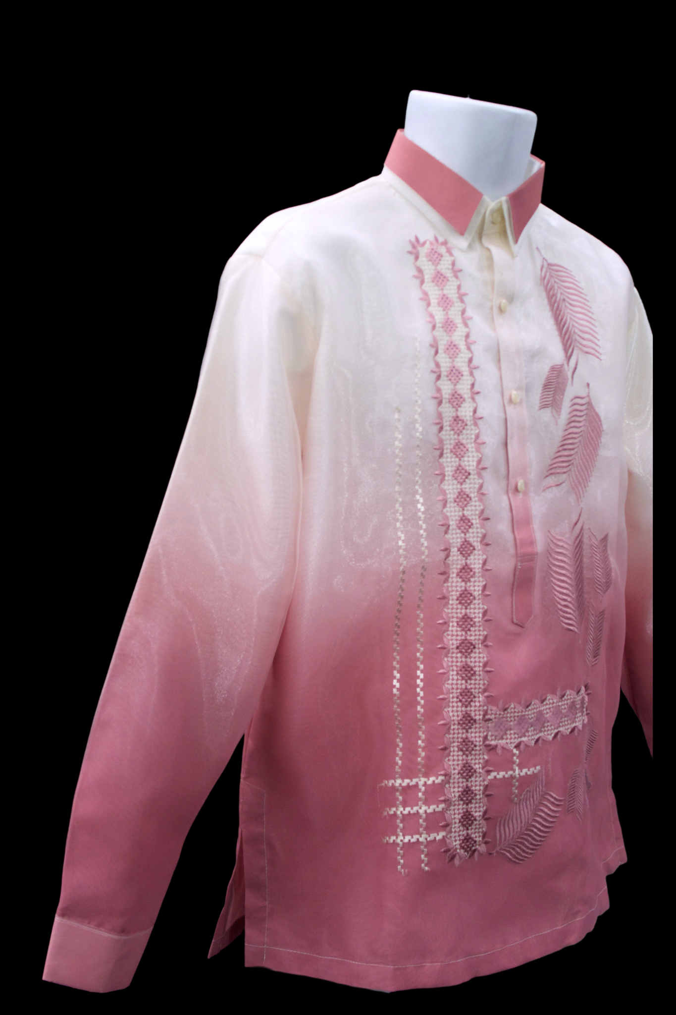 Old Rose Mono Organza Barong - Leaf