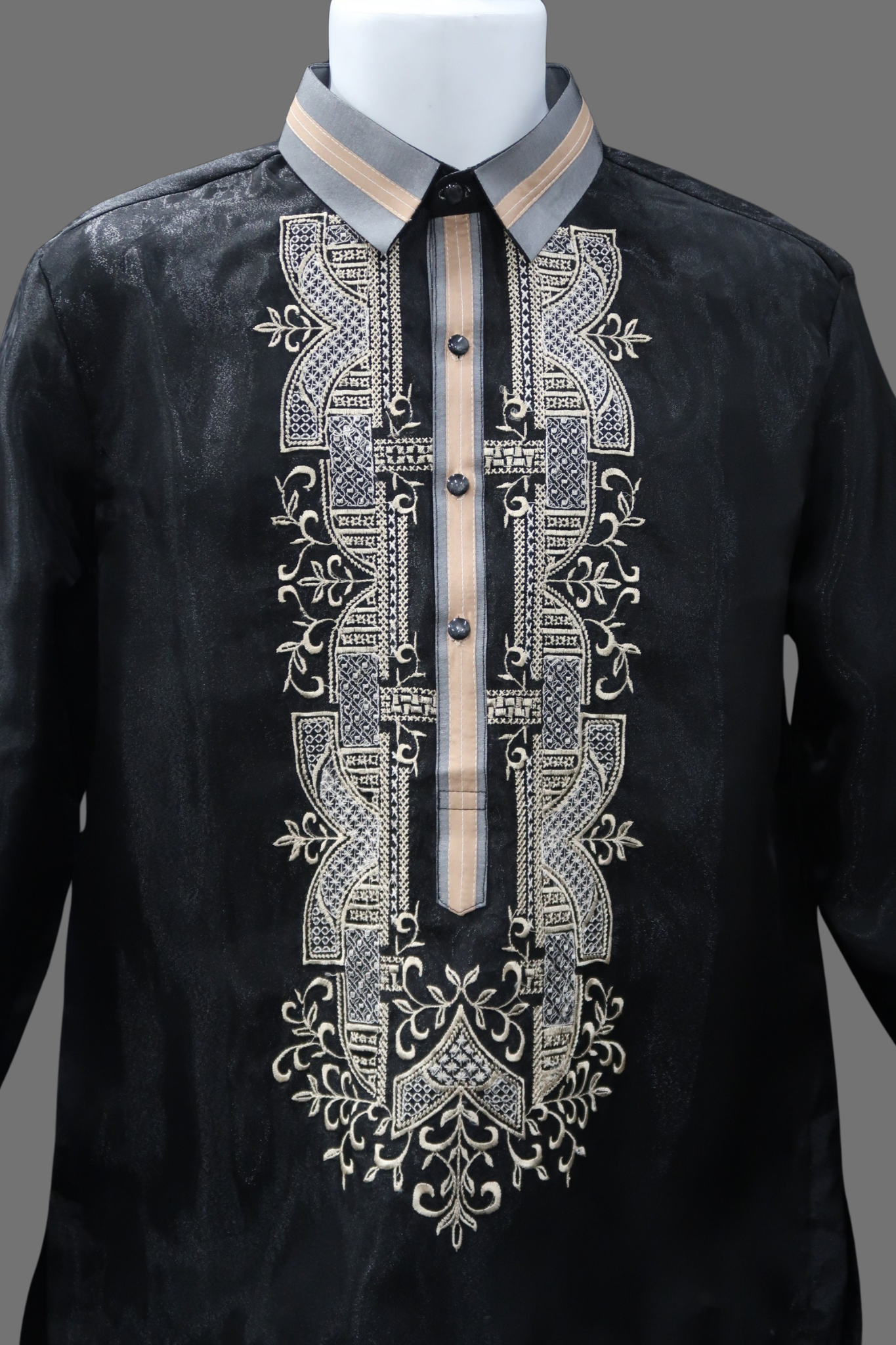 Ilustrado Barong - Black & Mocha Organza