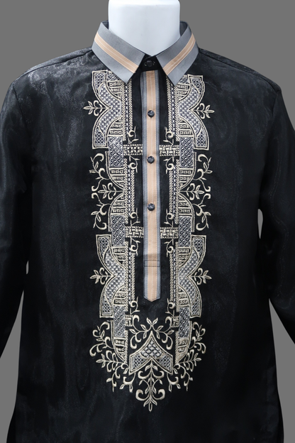 Ilustrado Barong - Black & Mocha Organza