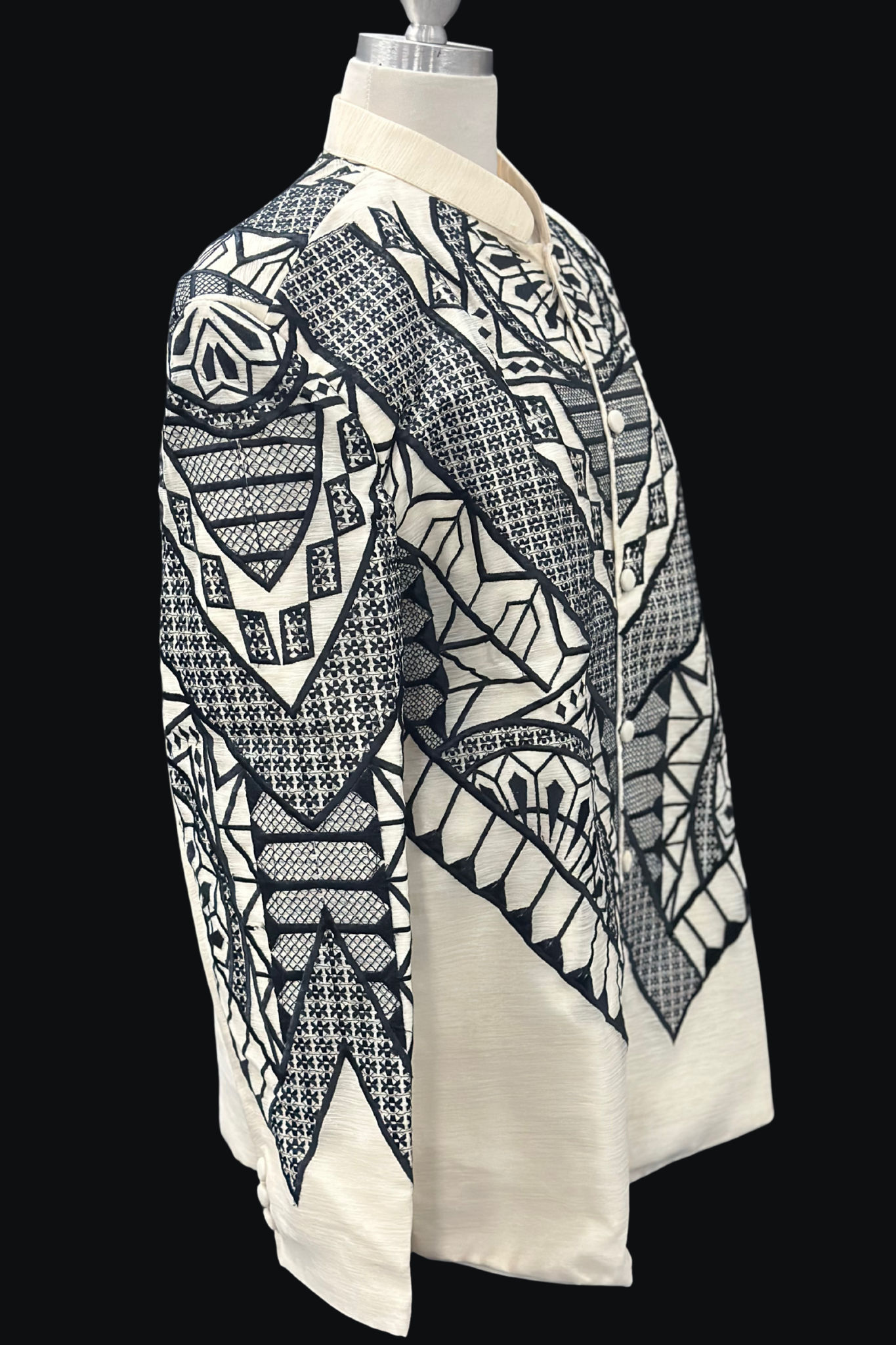 Haligi 3D Coat Barong - Beige/Black Jusilyn