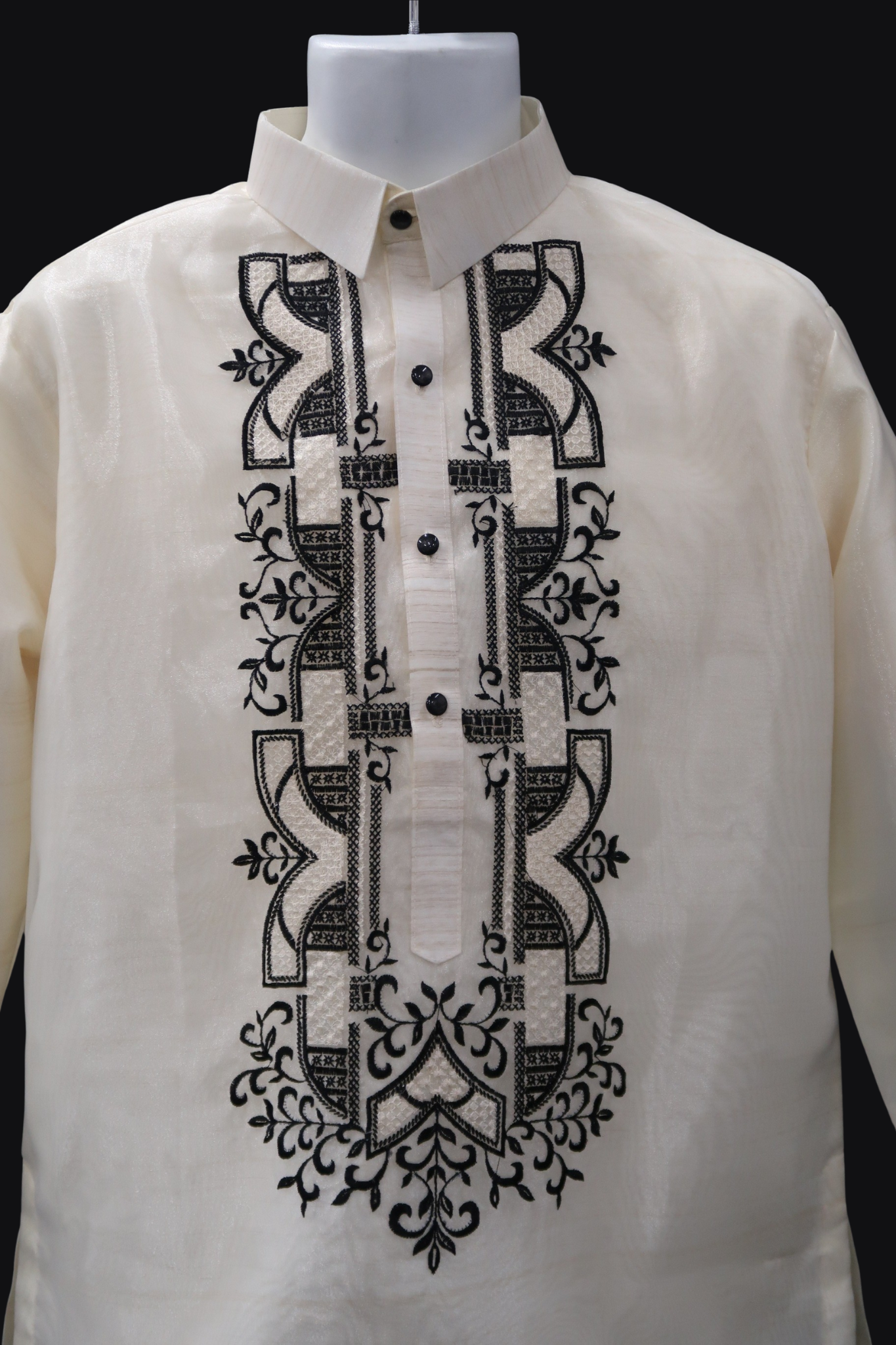 Beige/Black Organza Barong - Dakila