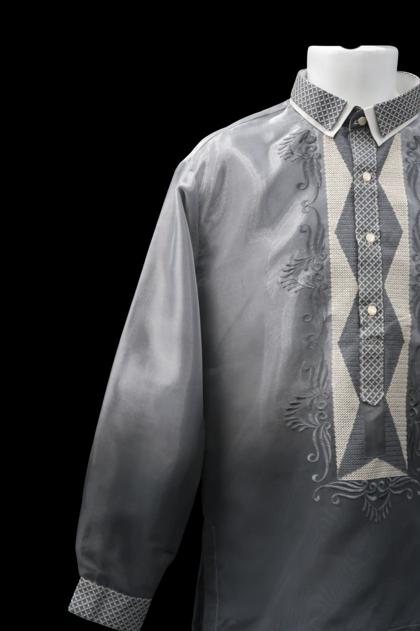Rafael Barong - Dark Gray Mono Organza