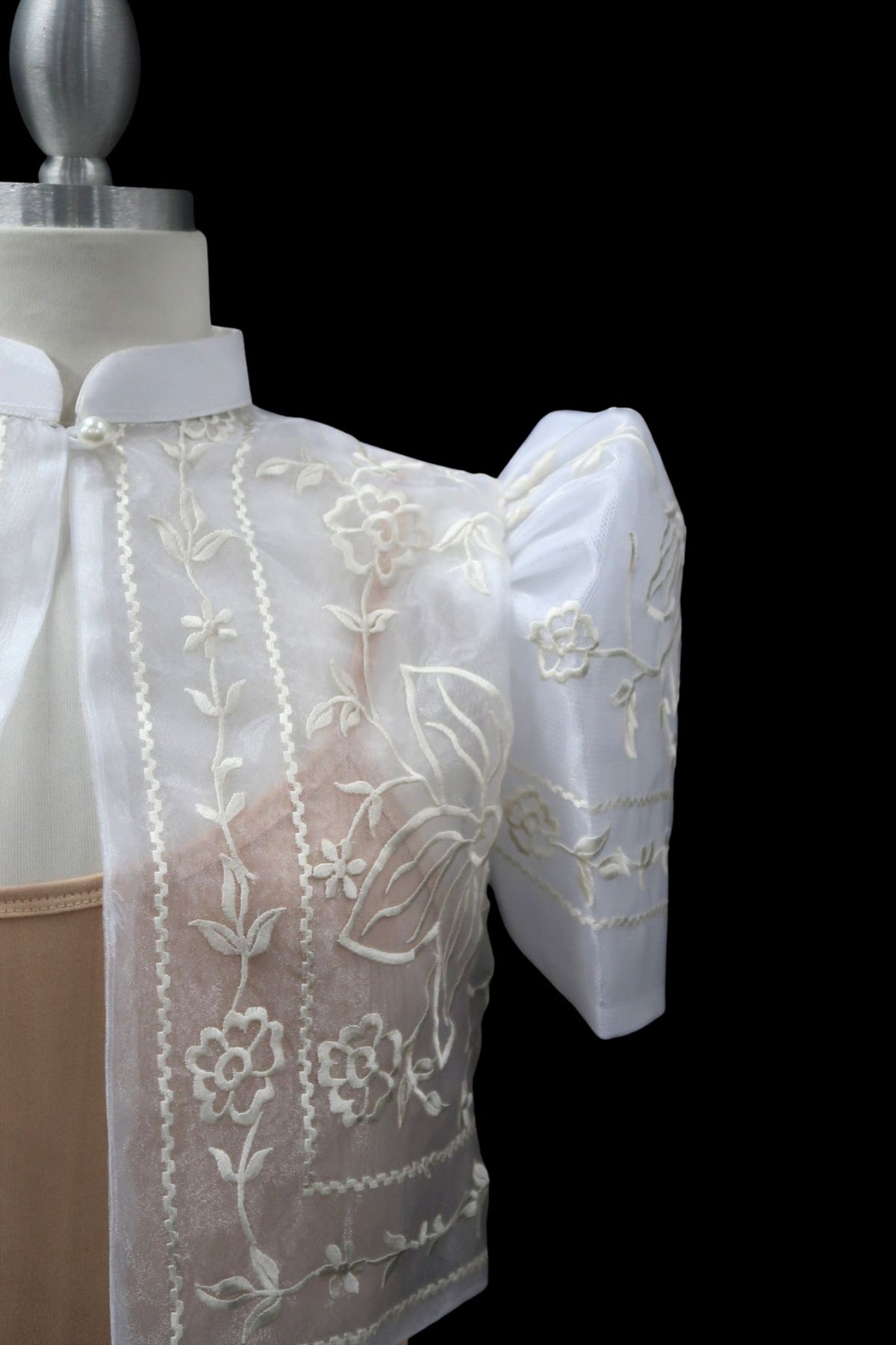 Gumamela Single Button Bolero - Ivory/Ivory