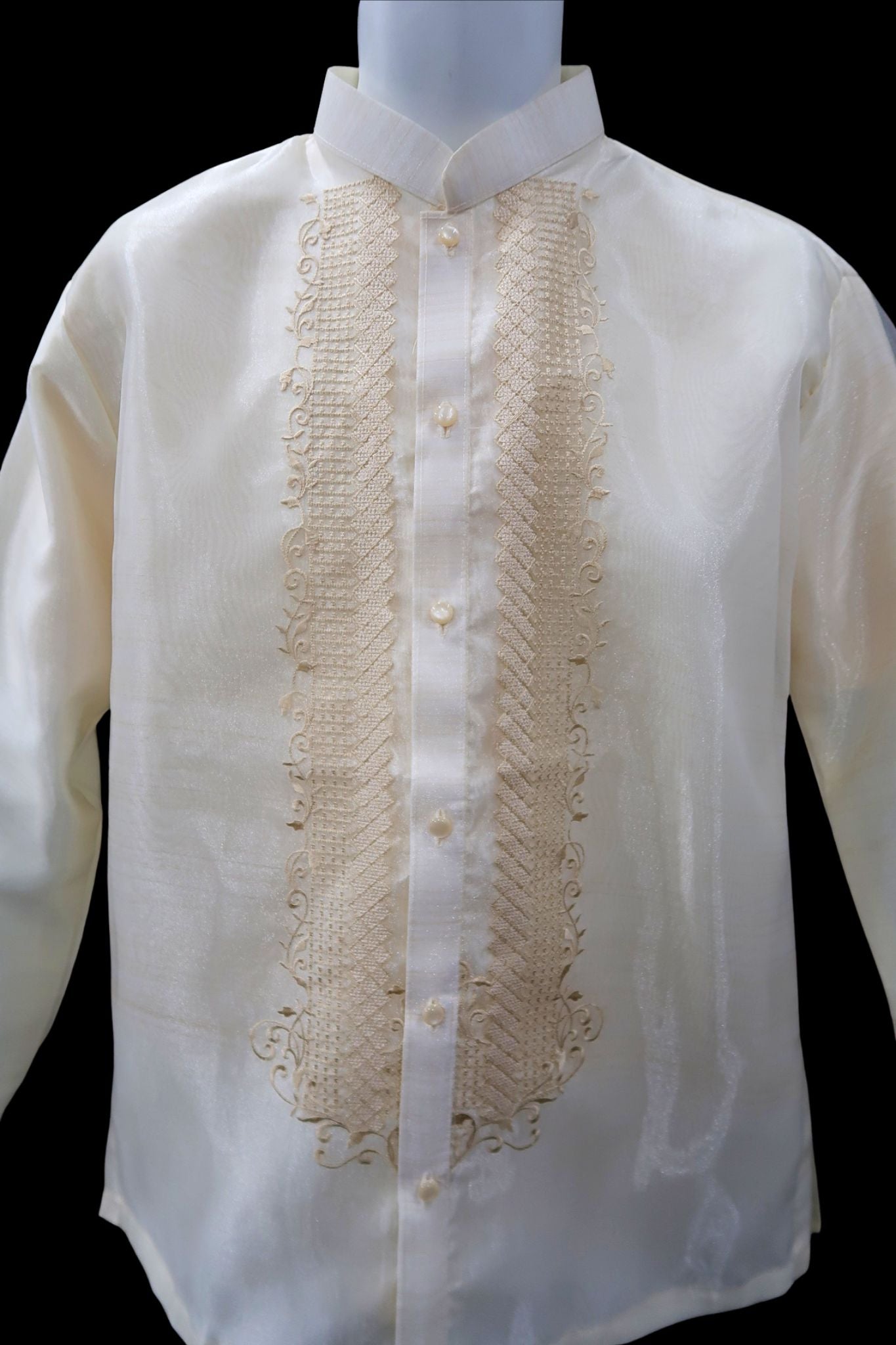 Sophia Barong - Traditional Beige Pina Organza