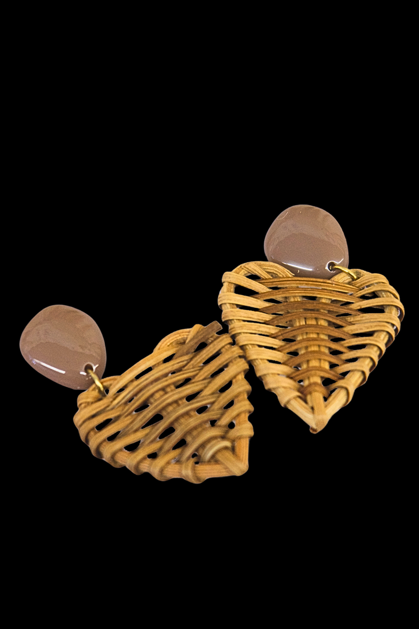 Puso Rattan Earrings - Tan