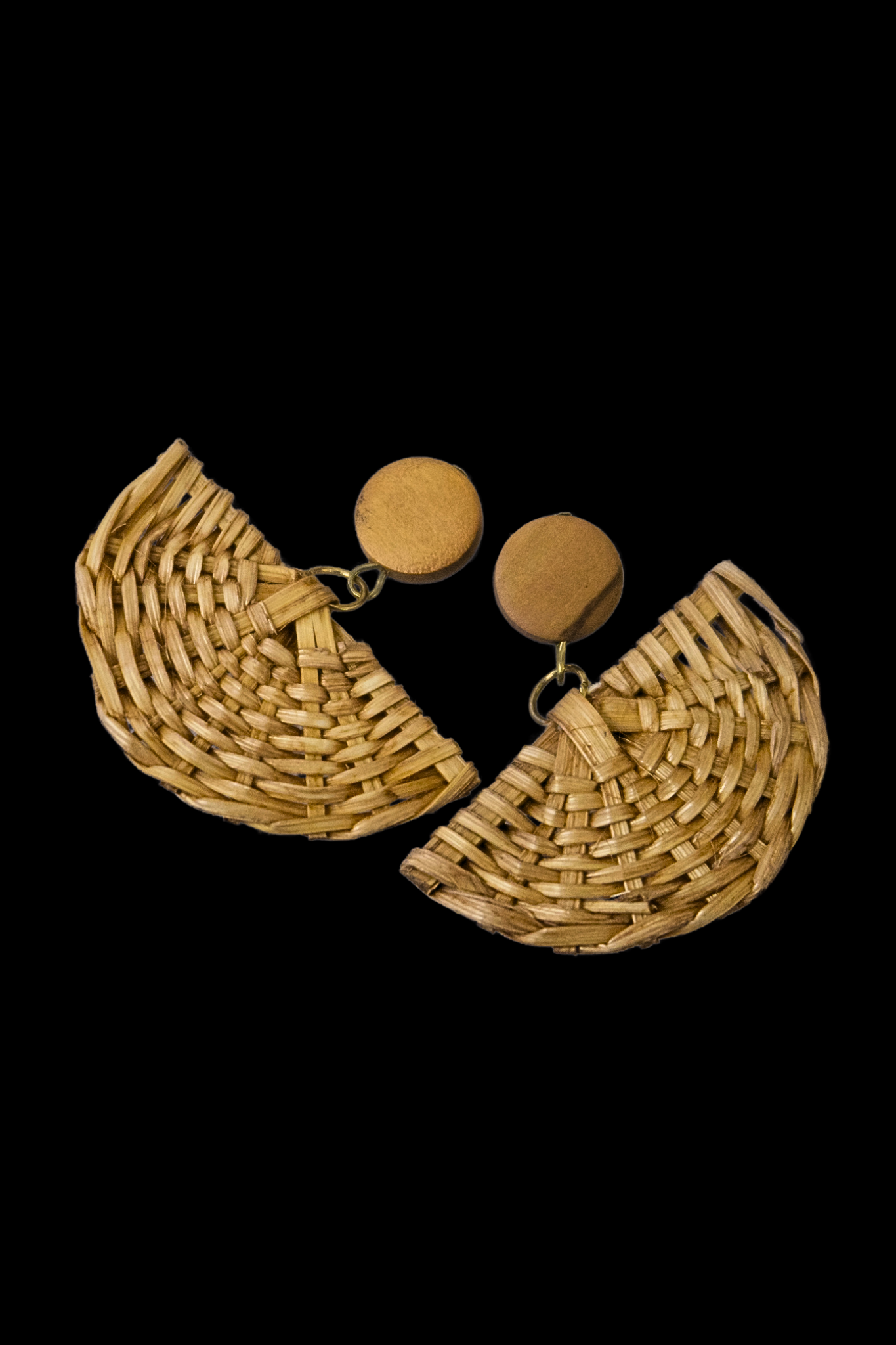 Pamaypay Rattan Earrings - Solid Tan
