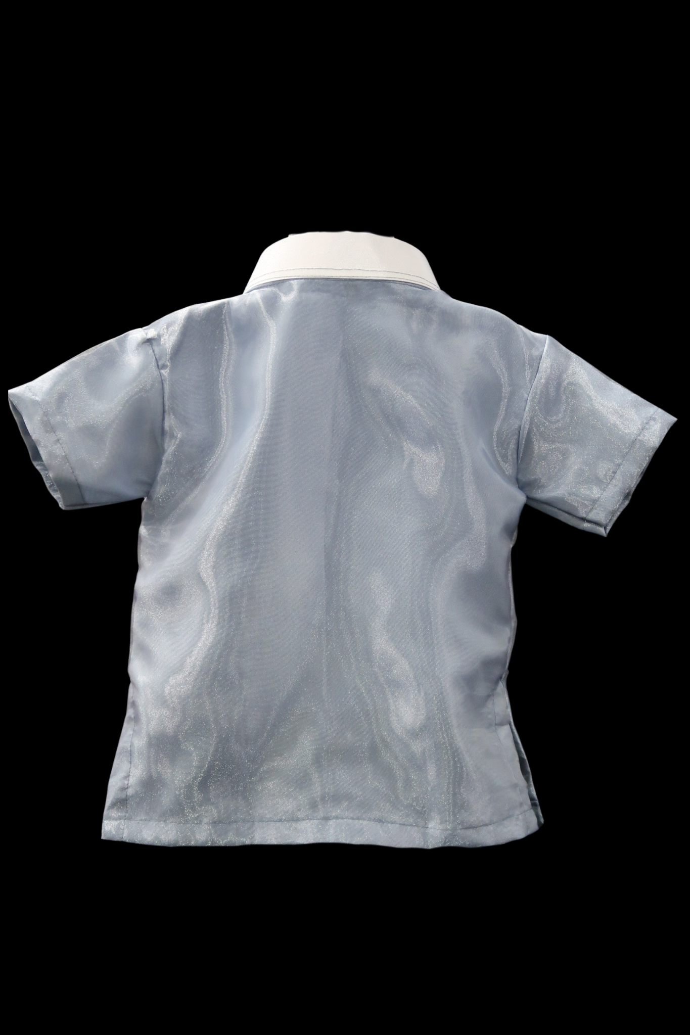 Kids Short Sleeve Barong - Dusty Blue Organza