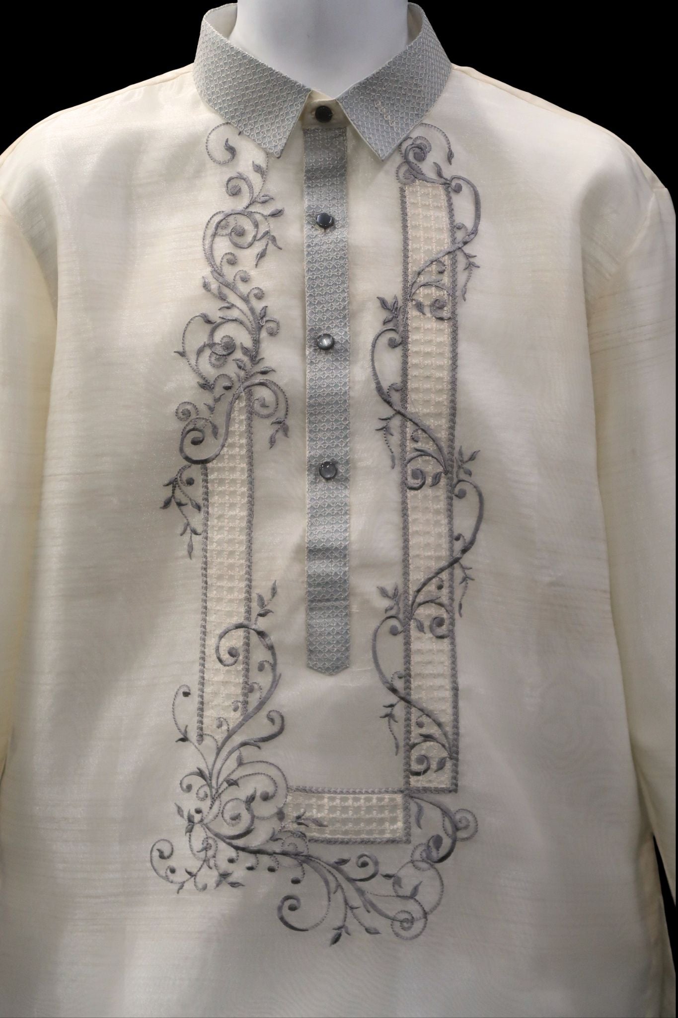 Dalisay Barong - Beige and Light Gray Organza