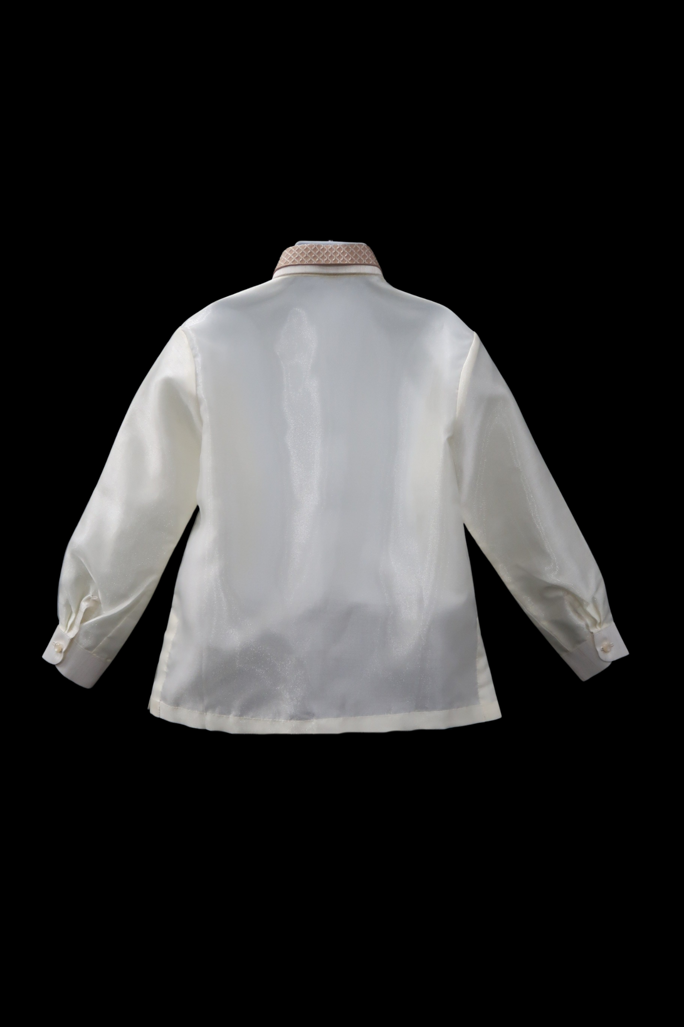 Kids Double Collar Barong - Beige Organza