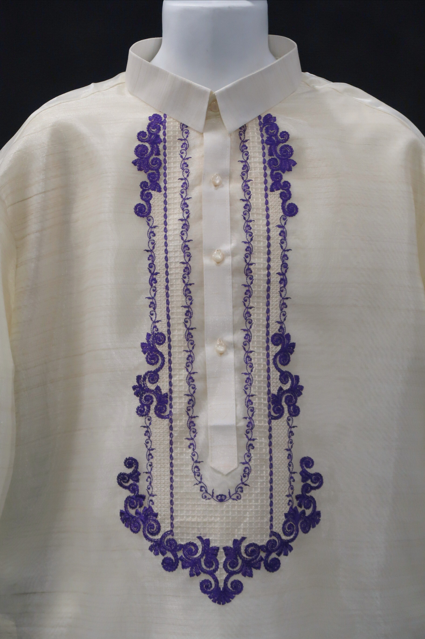 Beige & Violet Organza Barong - Ezra