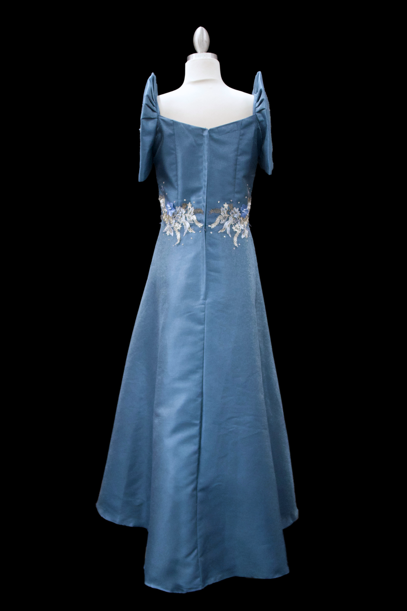 Metallic Gazar Overlap Gown - Dusty Blue