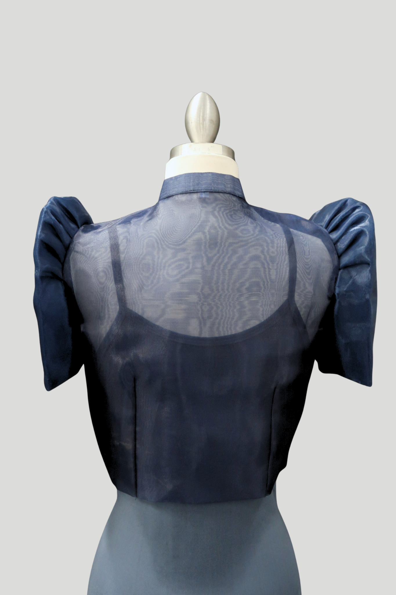 Triangle Single Button Tulle Bolero - Navy Blue
