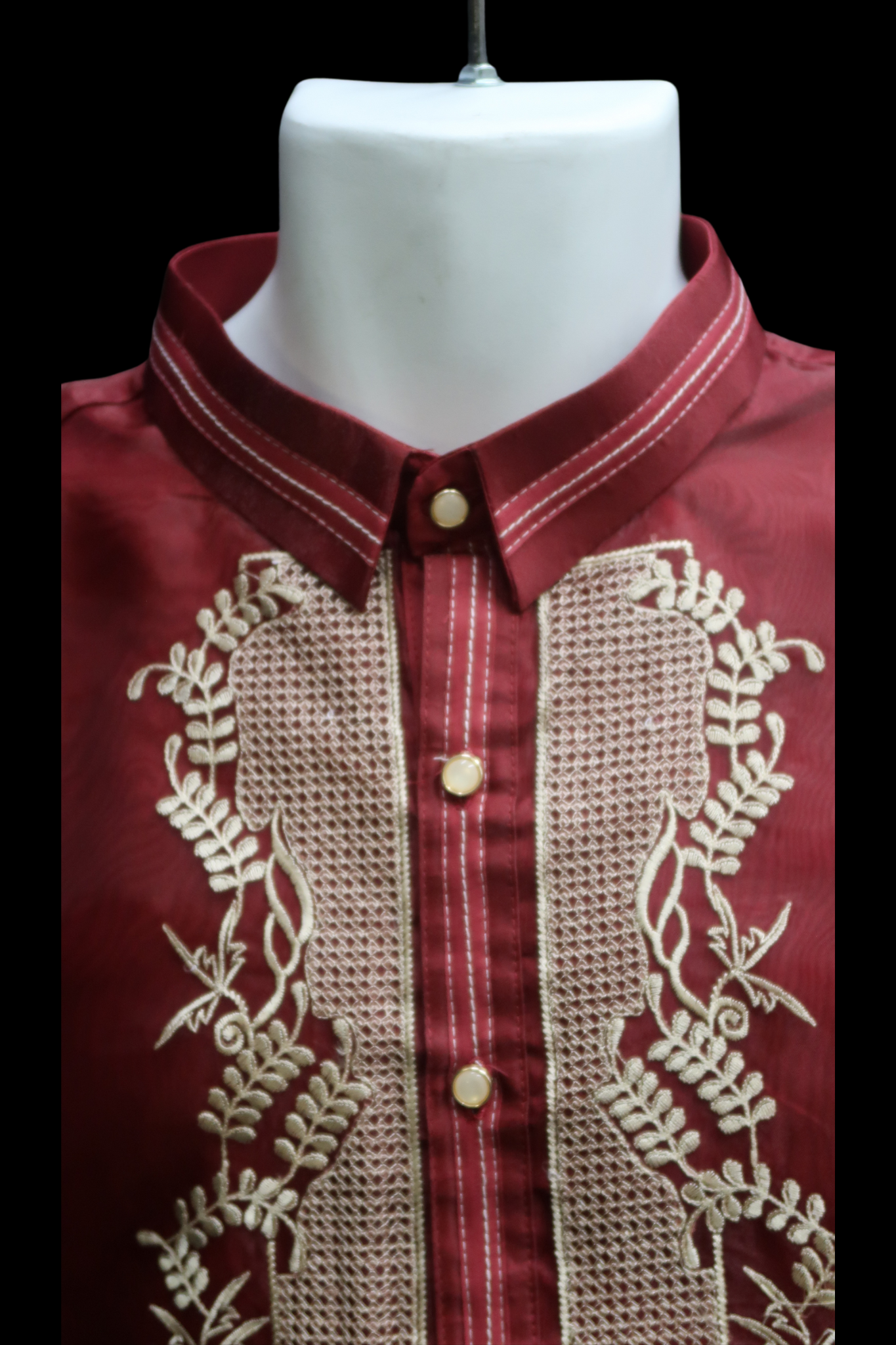 Burgundy Organza Barong - 02