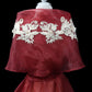 Lace Applique Panuelo - Burgundy & Beige
