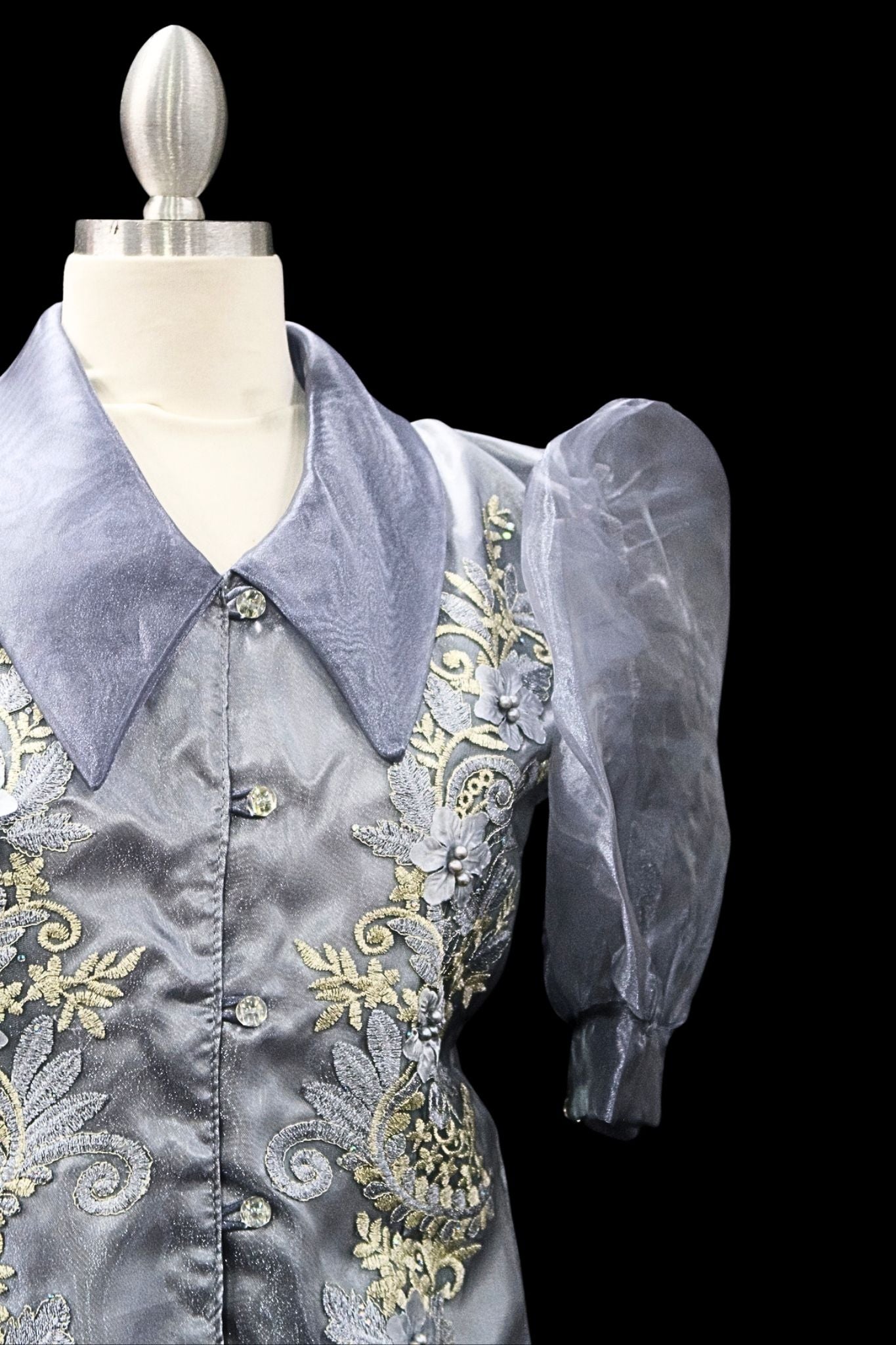 Puff Sleeve Blouse - Gray