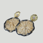 Circle Rattan Earrings - Beige/Black