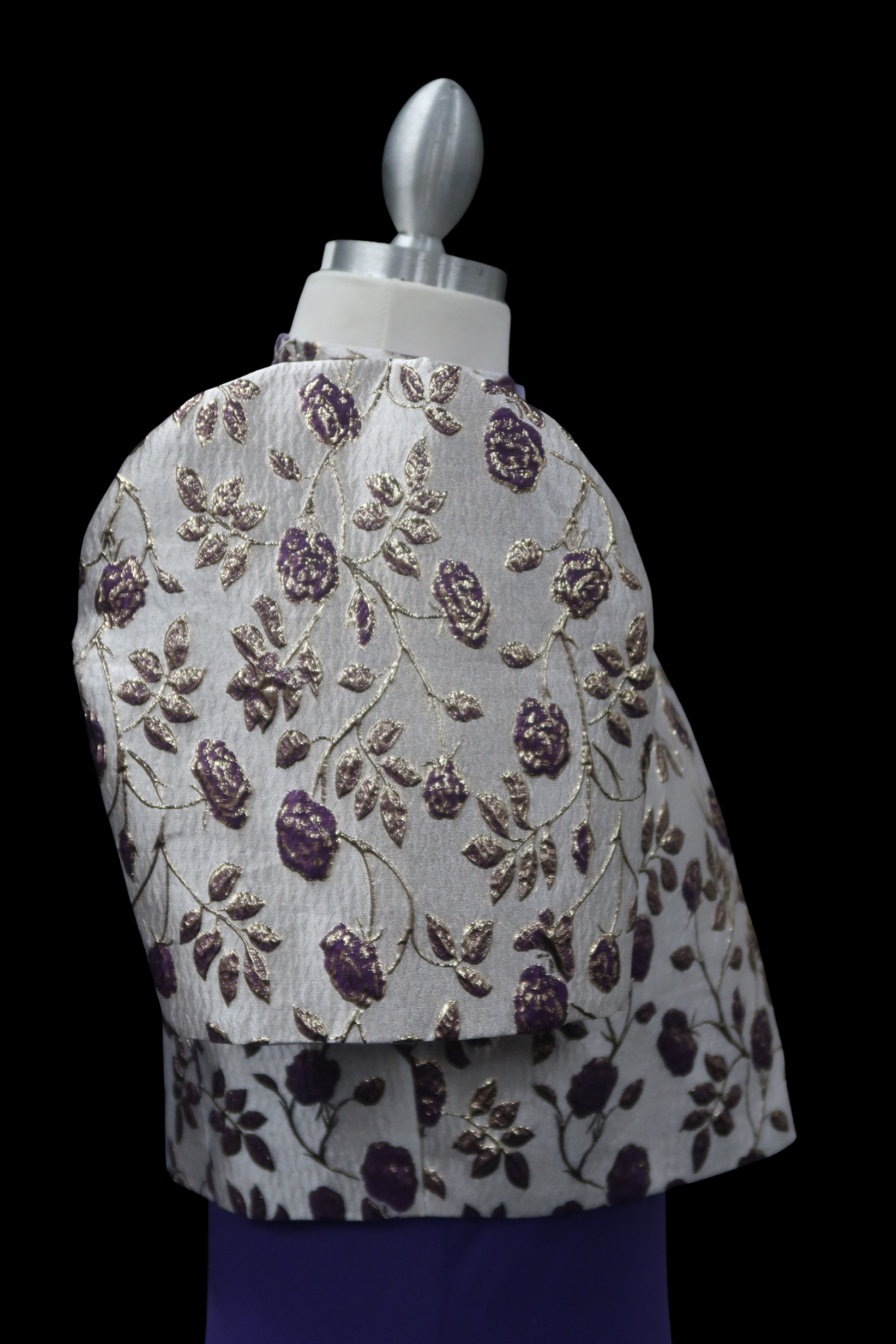 Jacquard Single Button Bolero - Purple/Gold
