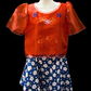 Adult Baro’t Saya Costume - Blue & Red Floral