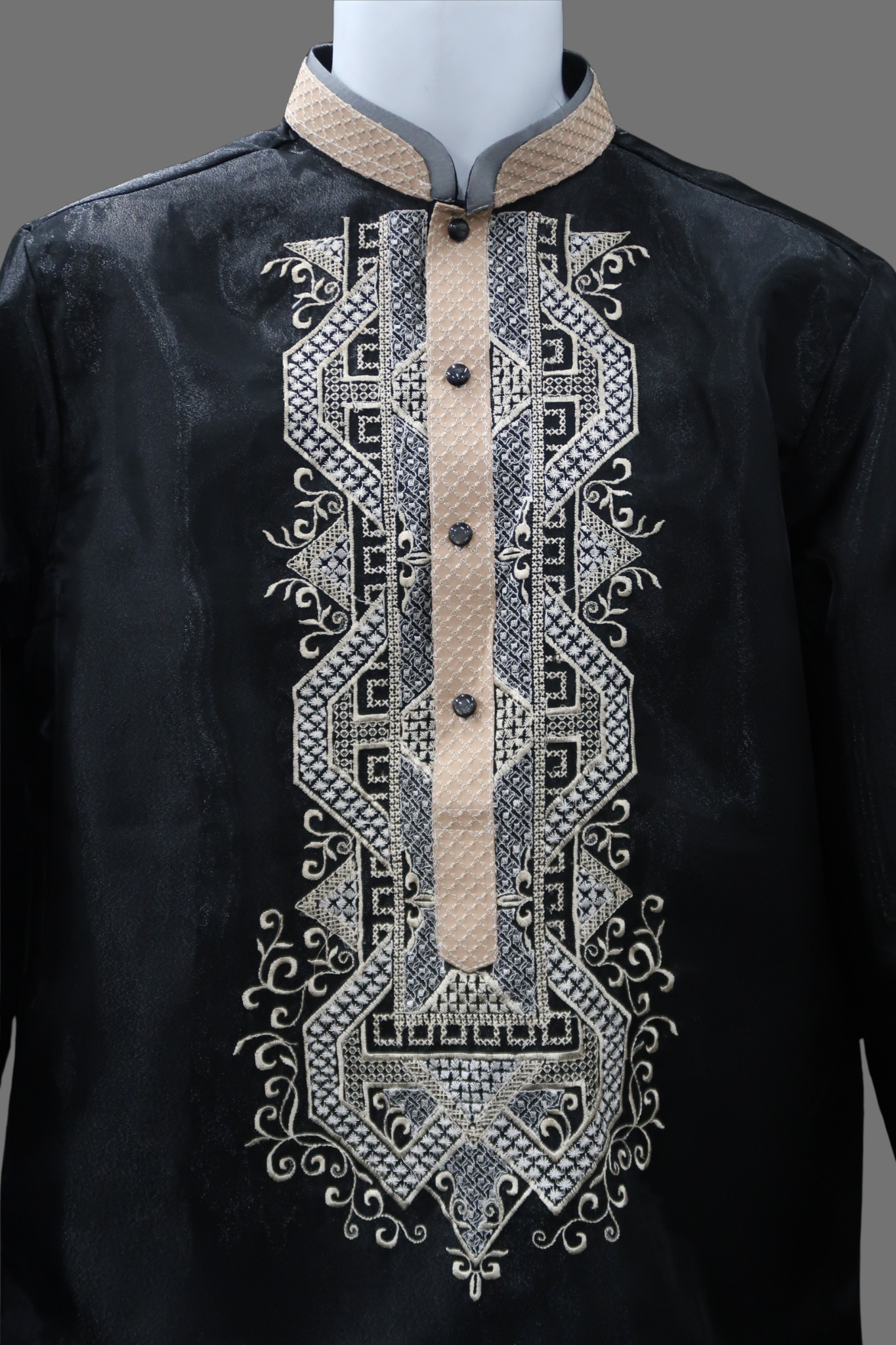Dakila Barong - Black & Mocha Organza