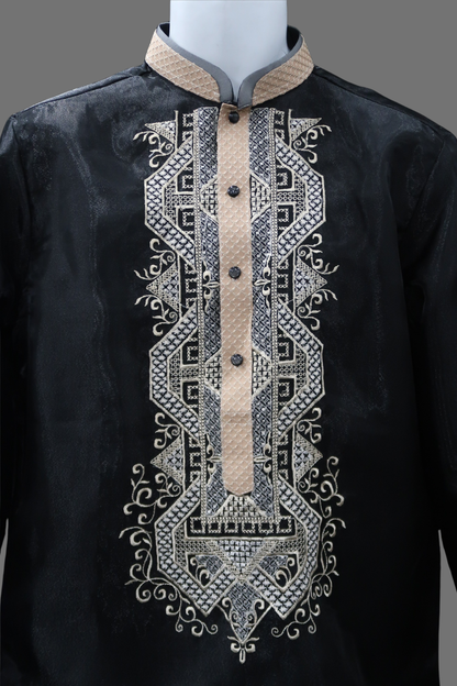 Dakila Barong - Black & Mocha Organza