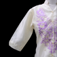 3/4 Sleeve Barong Blouse - Beige/Lavender