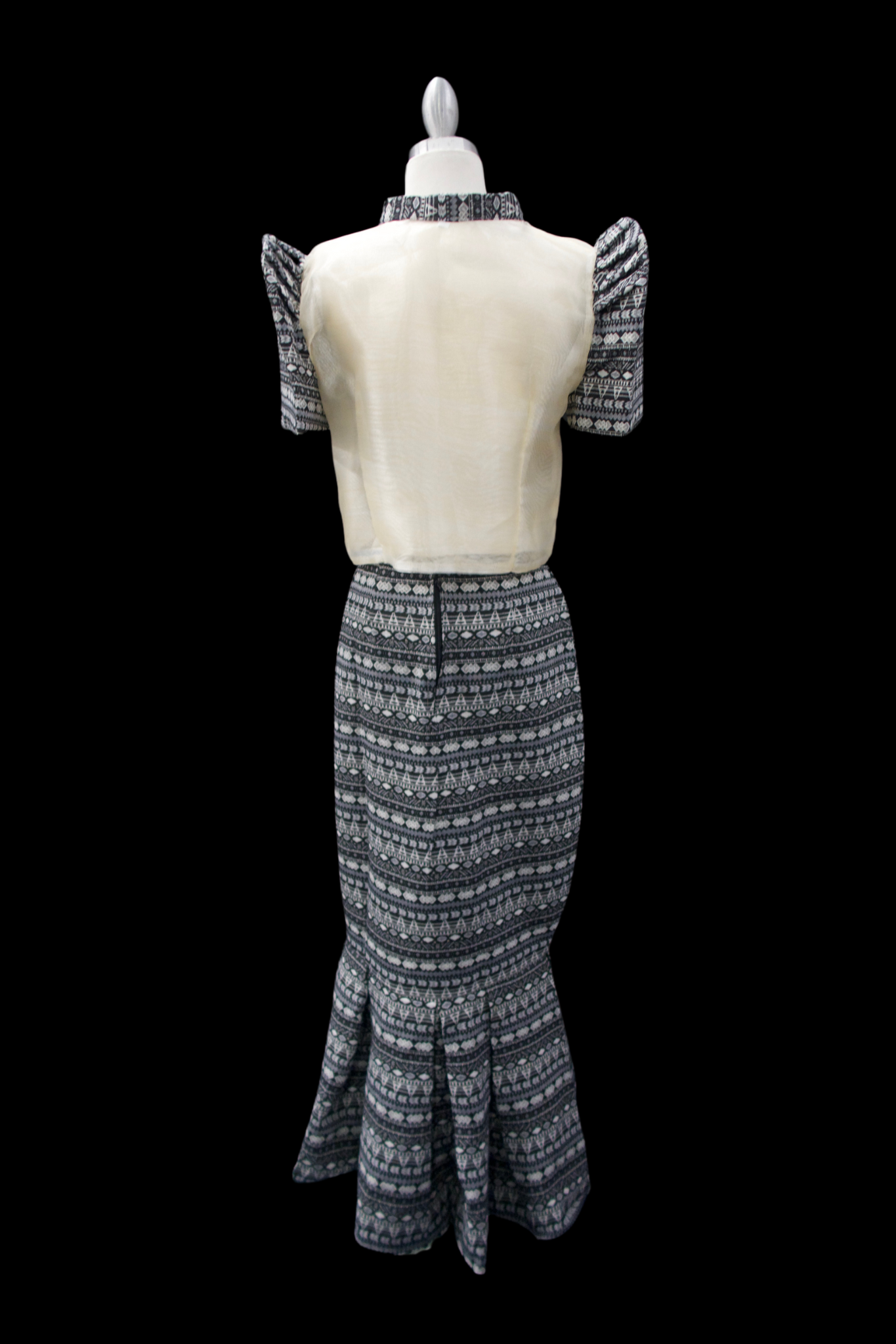 Black/White Ethnic Print Bolero & Skirt