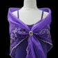 Purple & Beige Embroidered Alampay - Classic Drape (64")