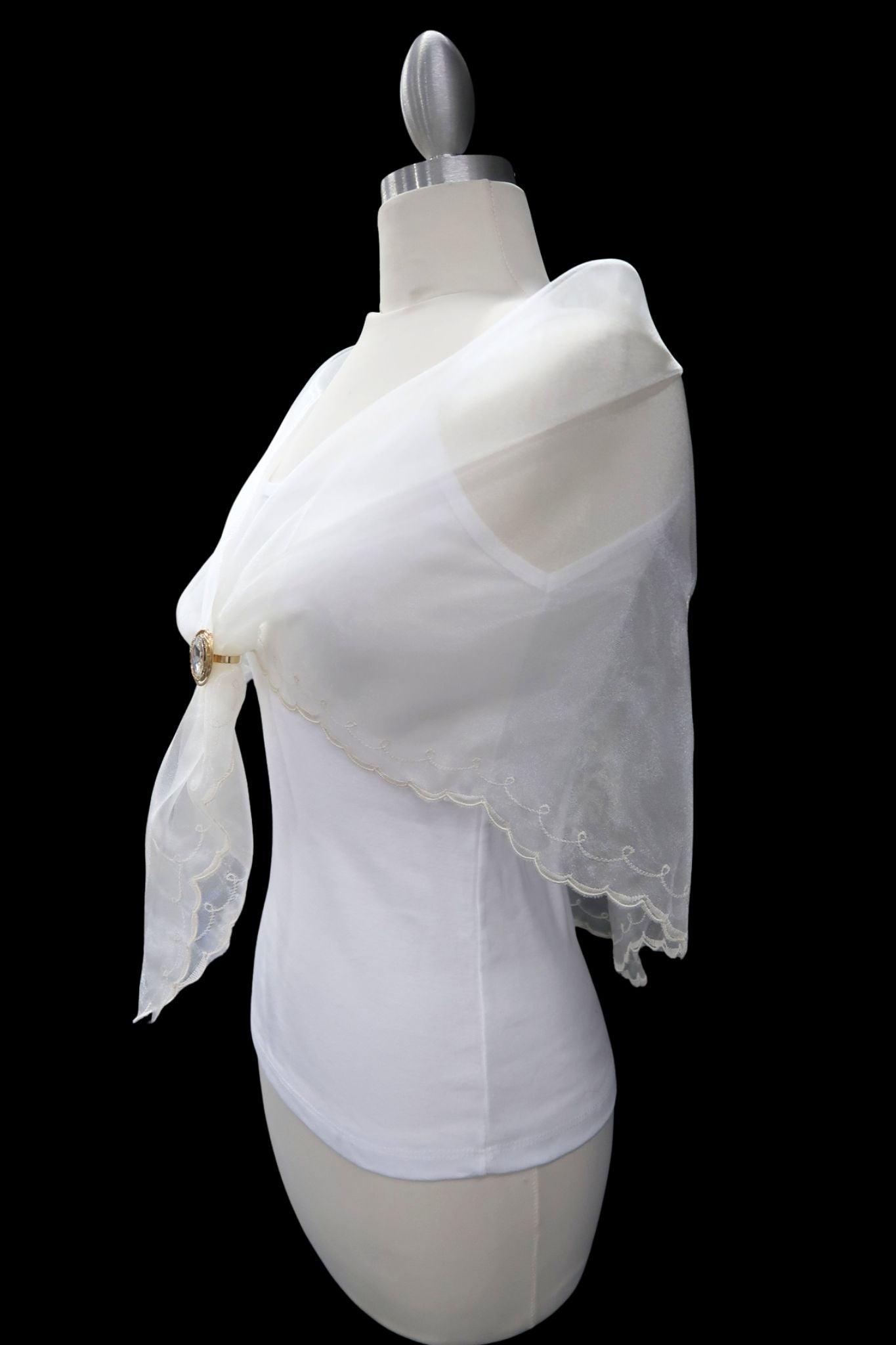 Ivory & Ivory Embroidered Alampay - Petite Drape (60")