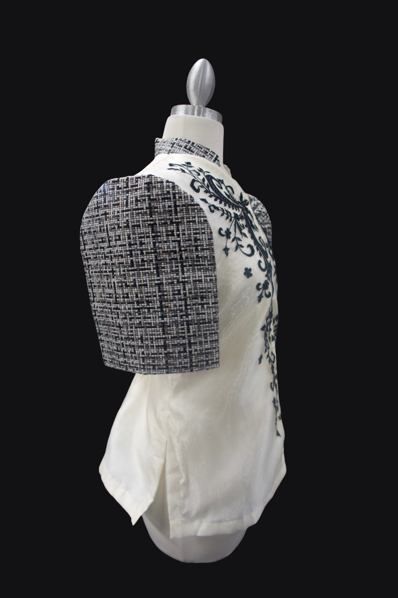 Ethnic Mestiza Barong Blouse - Black