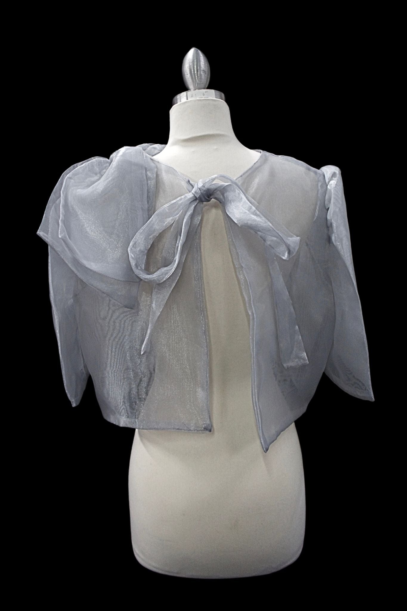 Mara Blouse w/ Bow - Silver/Gray