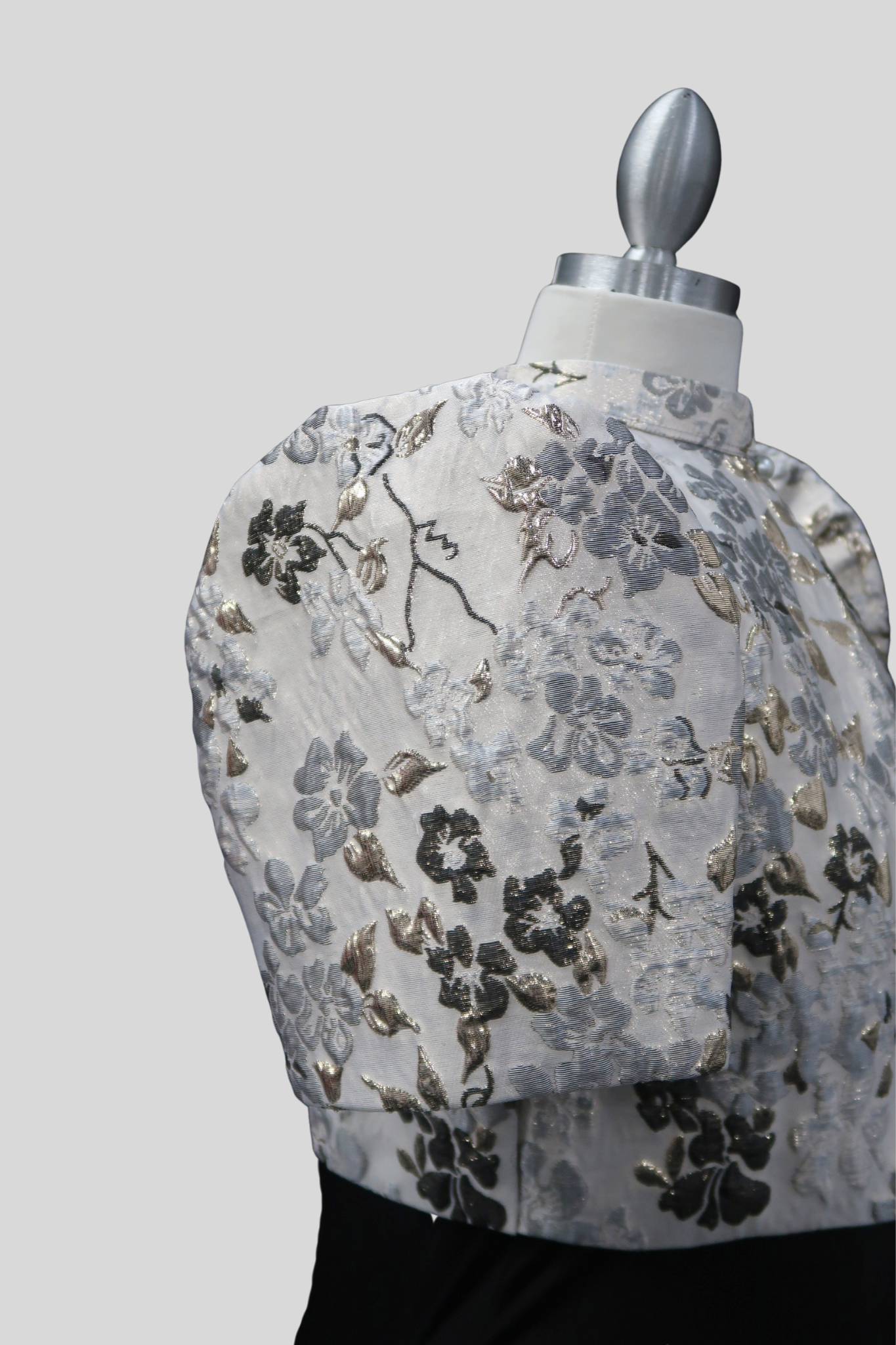 Jacquard Single Button Bolero - Black/Gray