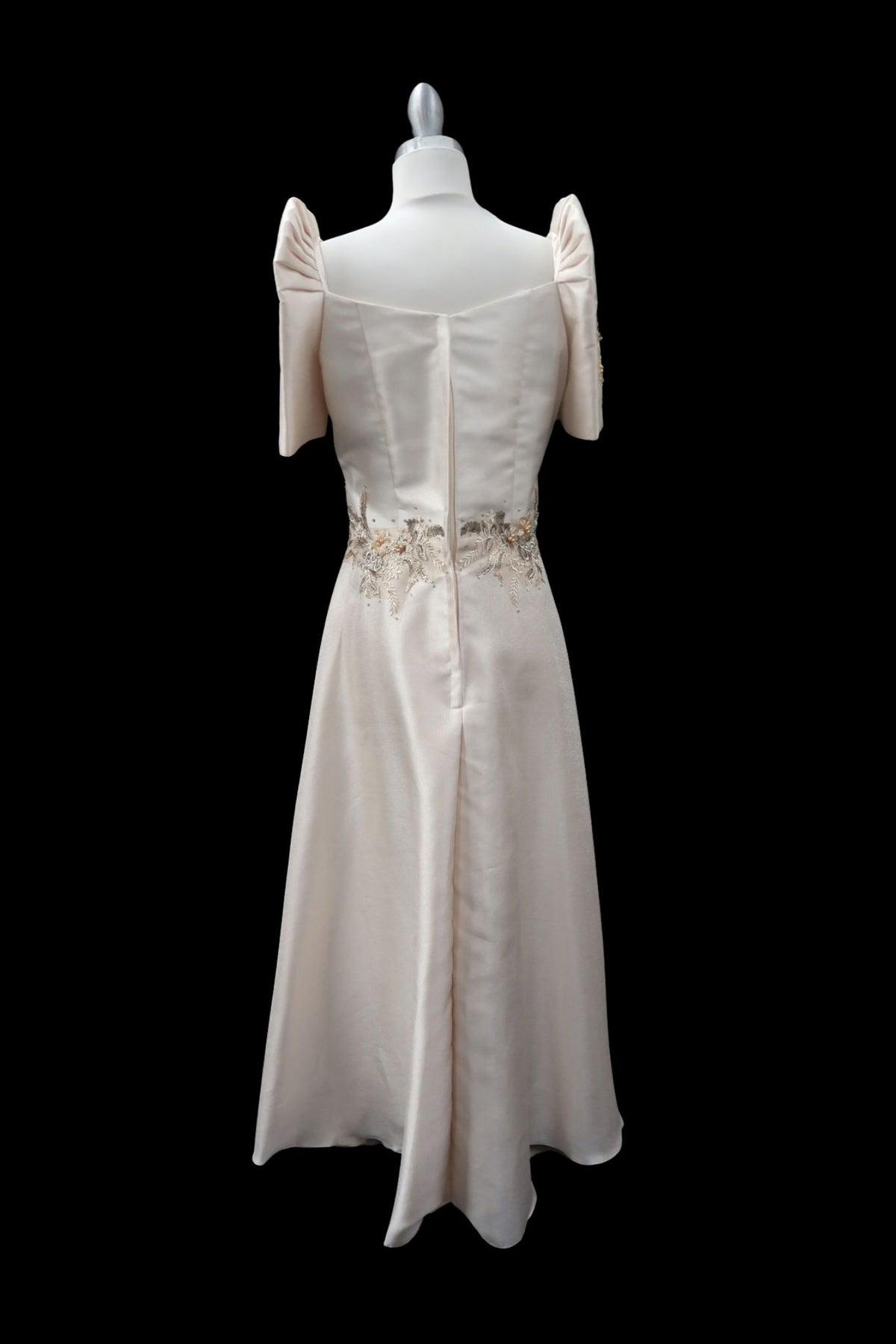 Metallic Gazar Overlap Gown - Beige