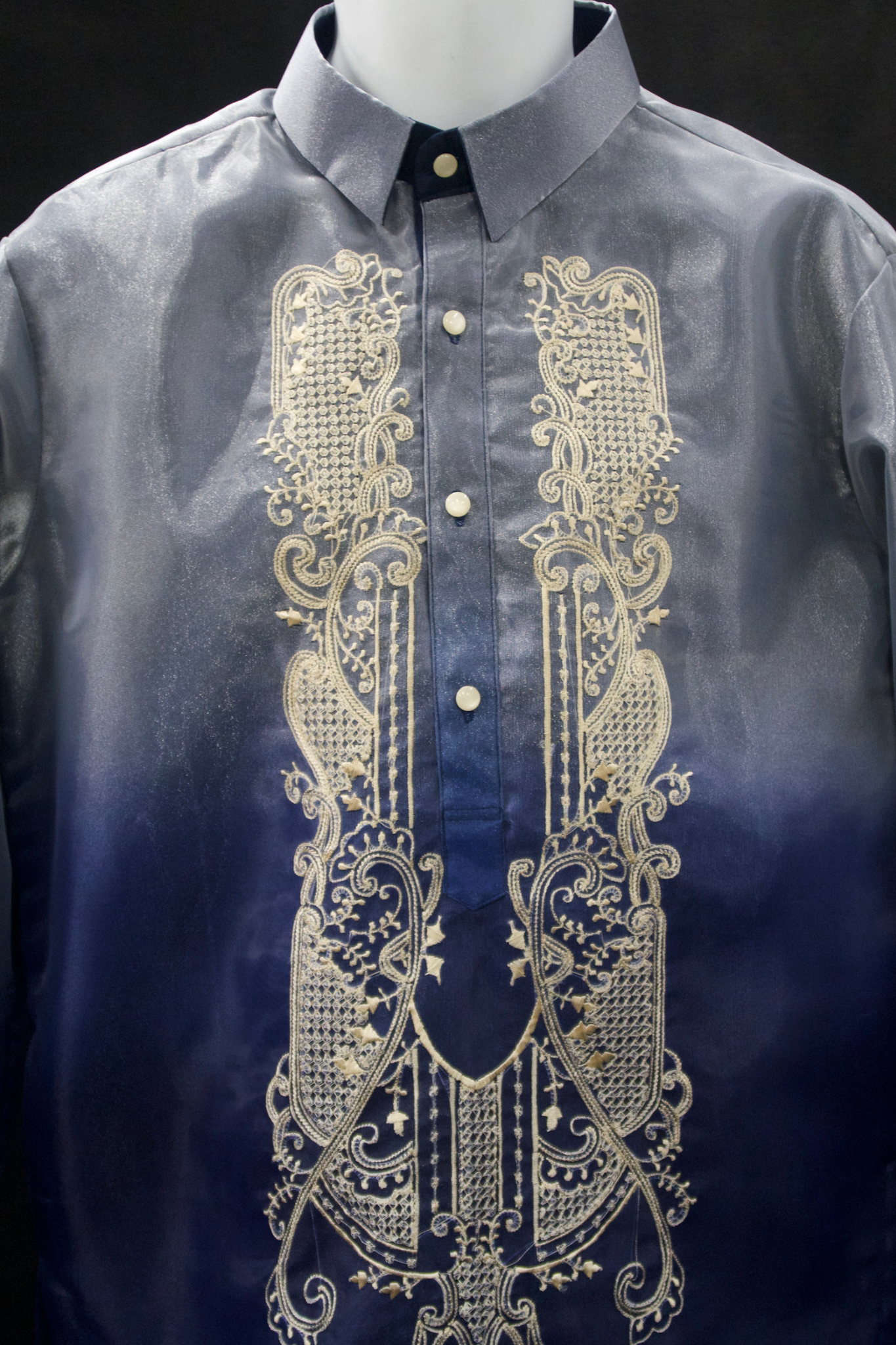 Navy Blue Ombre Organza Barong